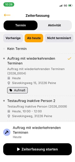 App_Zeiterfassung_Termin wählen