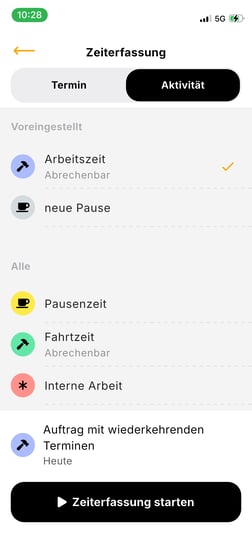App_Zeiterfassungswidget_Aktivität ändern1