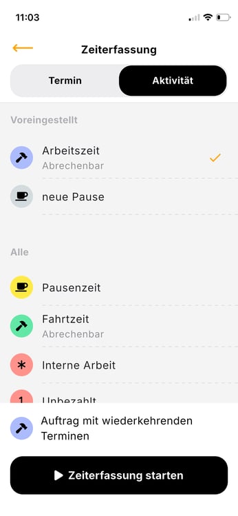 App_Zeiterfassungswidget_Aktivität ändern1