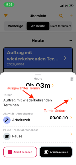Ausgewählter Termin