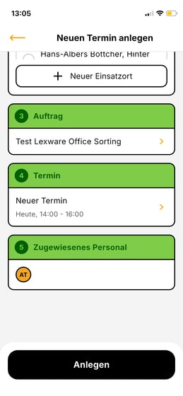 App_Termin anlegen_zugewiesene Person