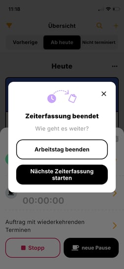 App_Zeiterfassung_Stopp Abfrage
