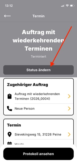 App_Status Termin ändern