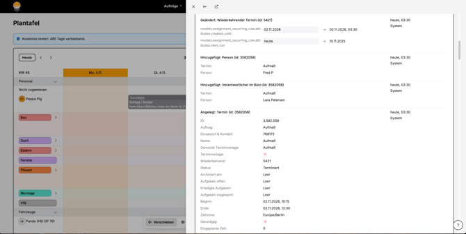 Änderungsverlauf mit Löschung