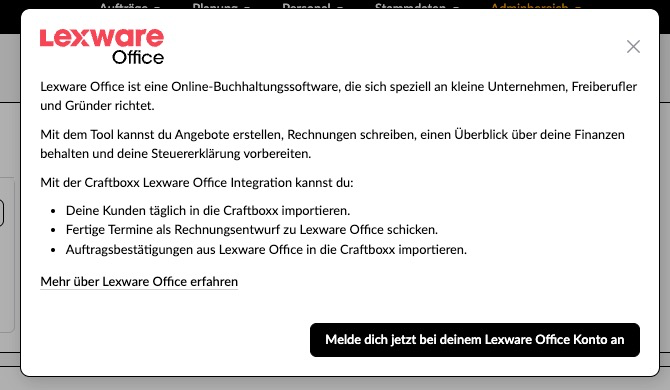 Adminbereich_Schnittstellen_Lexware Office_1