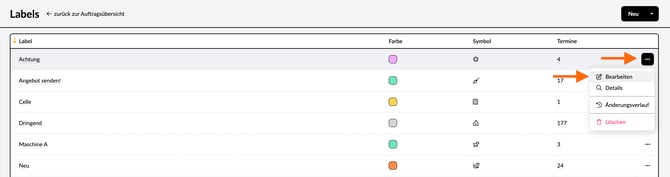 Label bearbeiten