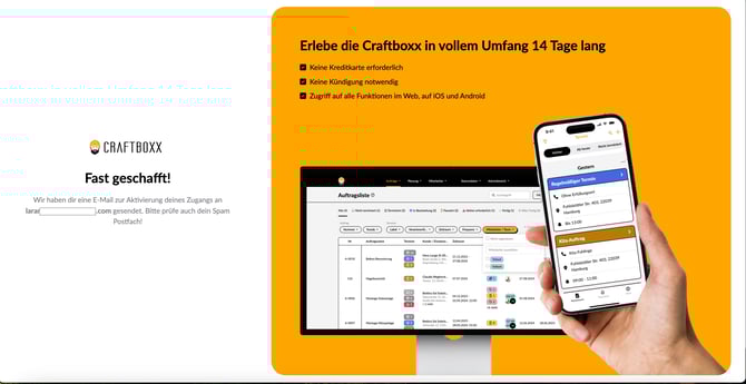 Anmeldung Bestätigung Test