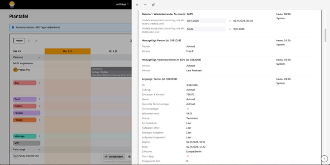 Änderungsverlauf mit Löschung