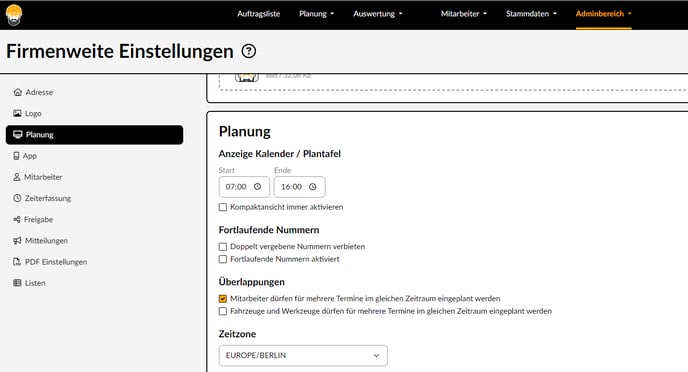 Einstellungen_Planung