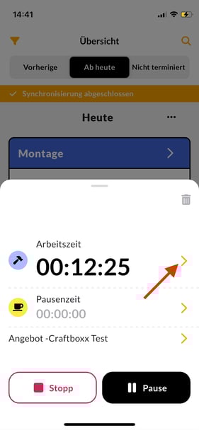 App_Zeiterfassung_Aktivität ändern