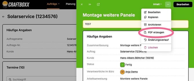 Termin/Auftrag_PDF erzeugen