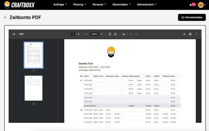 Personal_Zeitkonto_Zeitkontorapport PDF