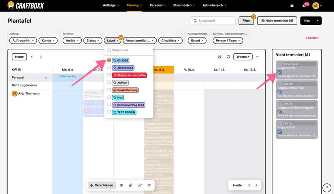 Plantafel_Monatsplanung mit Labels