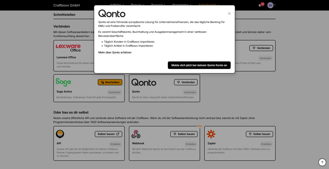 Adminbereich_Schnittstellen_Qonto